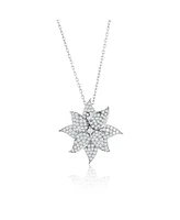 Suzy Levian New York Suzy Levian Sterling Silver White Cubic Zirconia Large Pave Flower Pendant