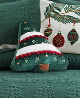 Levtex O Christmas Tree Shaped Decorative Pillow, 16" x 16"