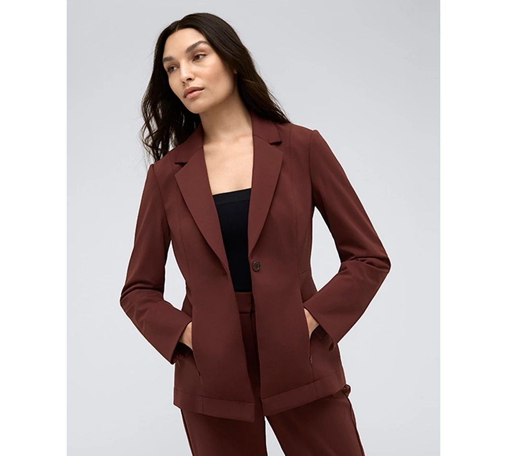 Kenneth Cole Women's Athletic Stretch One-Button Notch-Collar Blazer