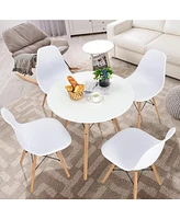 Streamdale Furniture 31.5" Round Dining Table Kitchen Table White Dining Table with White Mdf desktop and Solid wood legs .Modern Style Coffee Table L