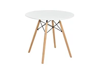 Simplie Fun 31.5" Round Dining Table Kitchen Table White Dining Table with White Mdf desktop and Solid wood legs .Modern Style Coffee Table Leisure Di