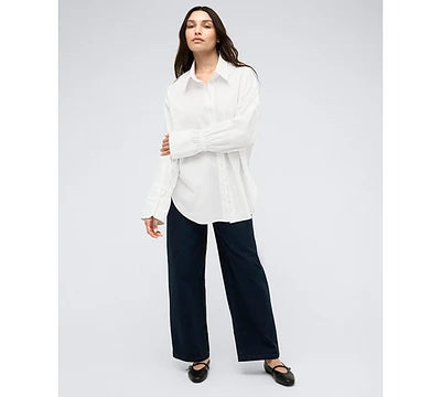 Kenneth Cole Women's Oversized Button-Front Boyfriend Shirt