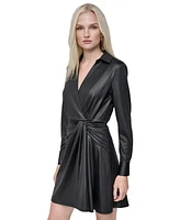 Dkny Women's Draped-Front V-Neck Collared Shift Dress