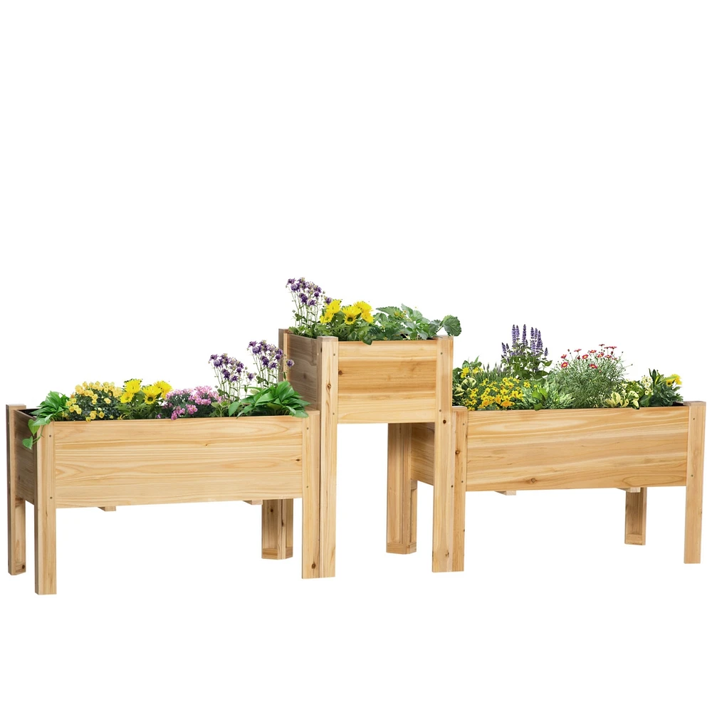 Streamdale Furniture Raised Garden Bed Set of 3, Wooden Elevated Planter Box with Legs and Bed Liner, for Backyard and Patio to Grow Vegetables, Herbs