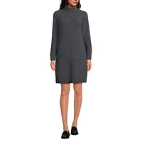 Lands' End Women's Boucle Long Sleeve Raglan Mock Neck Sweater Dress