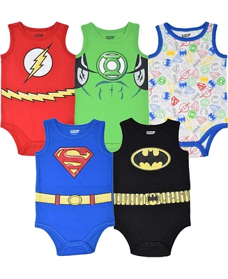 Dc Comics Justice League Green Lantern The Flash Superman Baby 5 Pack Bodysuits Newborn to Infant