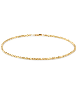 Polished Classic Rope Link Chain Ankle Bracelet in 14k Gold