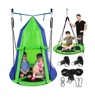 SereneLife Kids Fun Tent Rope Swing Kit with Saucer Seat and Tent, 40 Inches