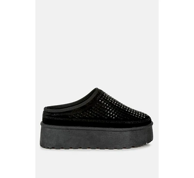 London Rag Kickles Rhinestones Embellished Platform Classic Slip-On