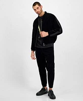 Ax Armani Exchange Mens Embroidered Metallic Icon T Shirt Full Zip Velour Bomber Jacket Slim Fit Velour Pants