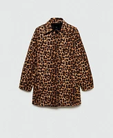 Mango Women's Leopard Straight Coat