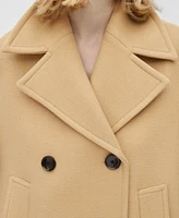 Mango Women's Double Breasted Virgin Wool Coat