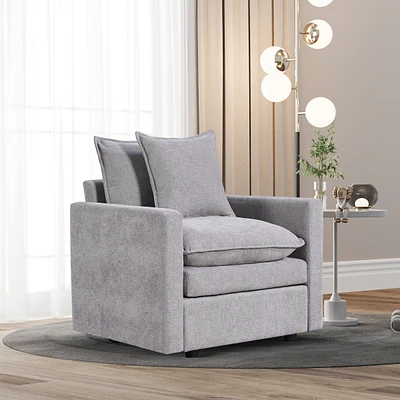 Streamdale Furniture Chenille Fabric Comfy Deep Single Seat Sofa Upholstered Reading Armchair Living Room