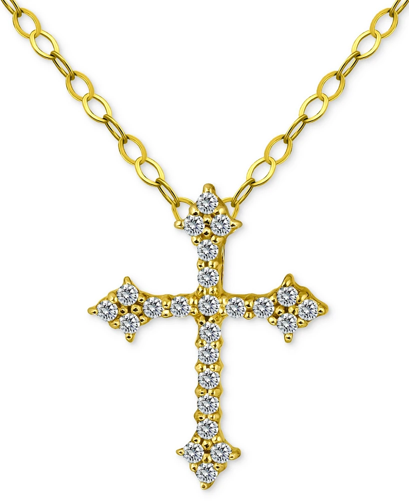 Giani Bernini Cubic Zirconia Cross Pendant Necklace in 18k Gold-Plated Sterling Silver, 16" + 2" extender, Exclusively at Macy's