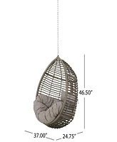 Elegant Teardrop Rattan Hanging Chair With Plush Cushions