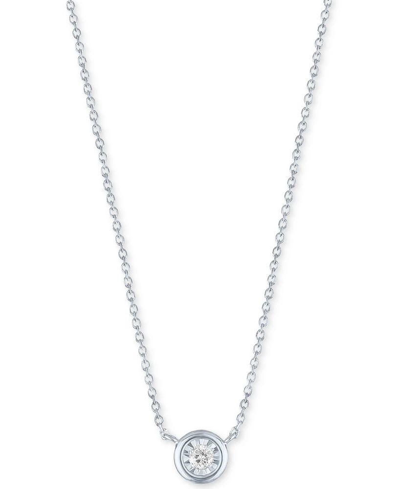 Diamond Bezel 18" Pendant Necklace (1/20 ct. t.w.) 10k White or Yellow Gold