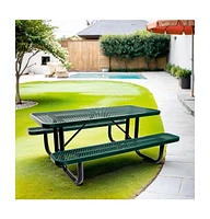 Streamdale Furniture 6 ft. Rectangular Outdoor Steel Picnic Table with umbrella pole in Green