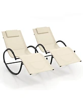 Costway Pcs Outdoor Rocking Lounge Chair with Removable Headrest Breathable Backrest & Seat