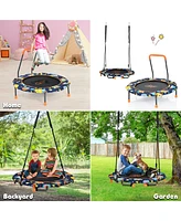 Costway 36''Convertible Swing & Trampoline Set Toddler Kids Fitness Rebounder