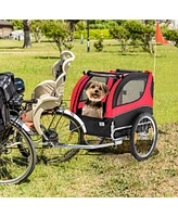 Dog Bike Trailer Foldable Pet Cart with 3 Entrances for Travel