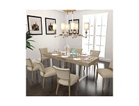 Extendable Dining Room Table for 6 8 10, Modern Farmhouse Wooden Kitchen Expanding Table, Long Large Expandable Dining Room Conference Table