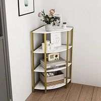 4-Tier Corner Open Shelf, Bookcase Freestanding Shelving Unit, Plant Stand Small Bookshelf for Living Room, Home Office, Kitchen, Small Space