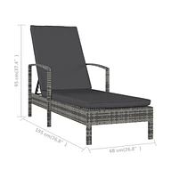 vidaXL Sun Lounger with Armrests Poly Rattan Gray