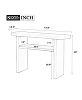 Elegant Minimalist Console Table with Rounded Edges and Sturdy Shelf Design for Entryway, Living Room(Black)