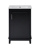 20 Inch Modern Small Bathroom Vanity Cabinet With Ceramic Basin- 2015.533.3 Inches, Ample Storage,1 Soft Close Door