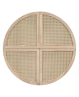 Round to Square Block Modular Coffee Table Light Natural Rattan with Storage 4 Piece