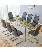 Streamdale Furniture Table and chair set.Modern rectangular glass dining table with a tempered glass tabletop and metal legs