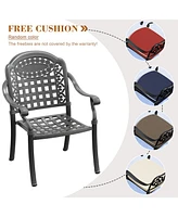 (Cushions In Random Colors)5-Piece Set Of Cast Aluminum Patio Furniture With Cushions