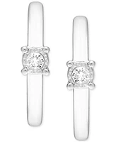 Diamond Single Stone Hoop Earrings (1/10 ct. t.w.) in Sterling Silver