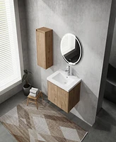 24" Wall-Mounted Bathroom Vanity With Sink and Side Cabinet