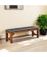 Simplie Fun Apollo Bench in Espresso Pu & Walnut