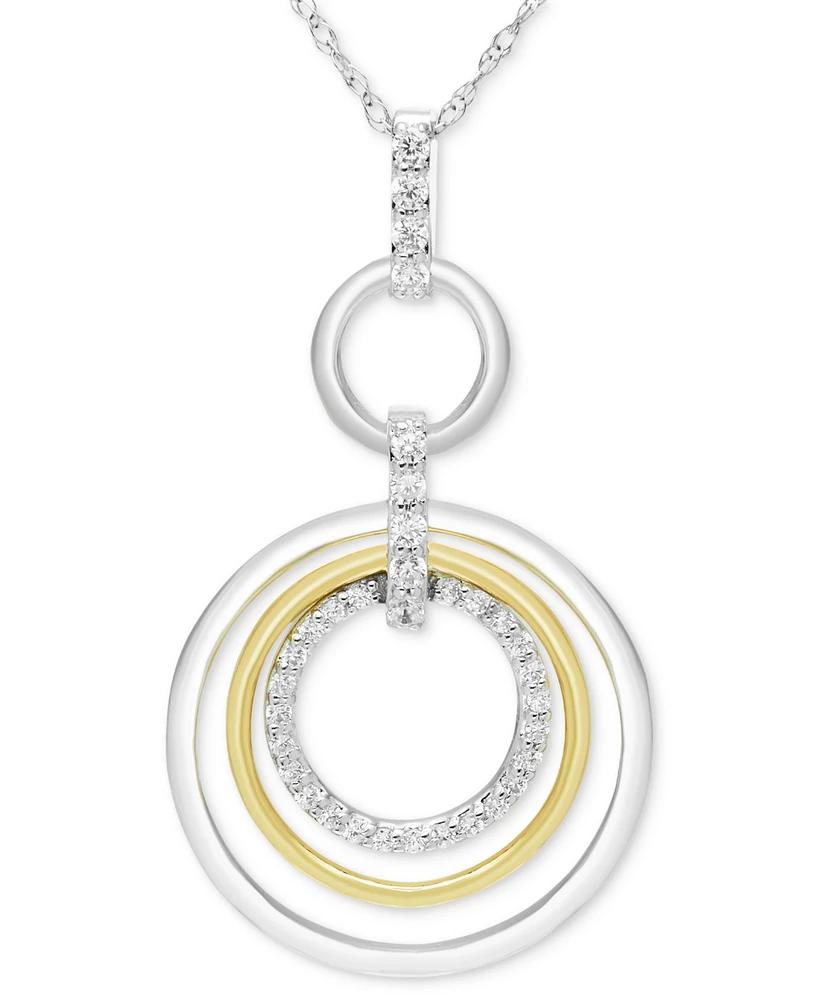 Diamond Multi Circle Pendant Necklace (1/6 ct. t.w.) in 14k Two-Tone Gold