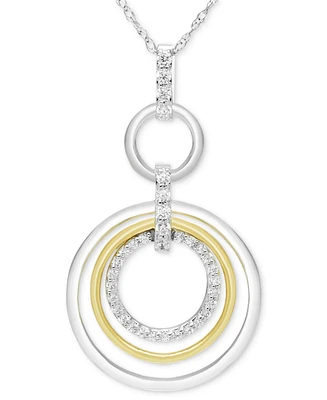 Diamond Multi Circle Pendant Necklace (1/6 ct. t.w.) in 14k Two-Tone Gold