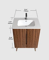 Etna 30" Striped Walnut Modern Bathroom Vanity with Sink