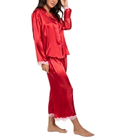 Linea Donatella Women's 2Pc. Lace-Trm Long Pajama Set