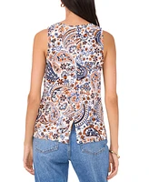 Vince Camuto Women's Printed Keyhole-Back Sleeveless Top