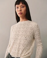 Mango Women's Openwork Heart Details Sweater