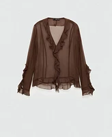 Mango Women's Semi-Transparent Ruffled Blouse