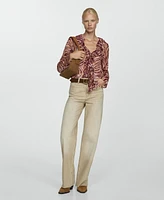 Mango Women's Ruffles Printed Blouse
