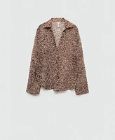 Mango Women's Fluid Leopard-Print Shirt