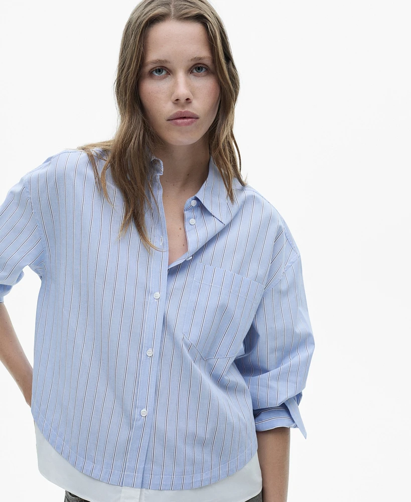 Mango Women's Shirt With Contrasting Stripes