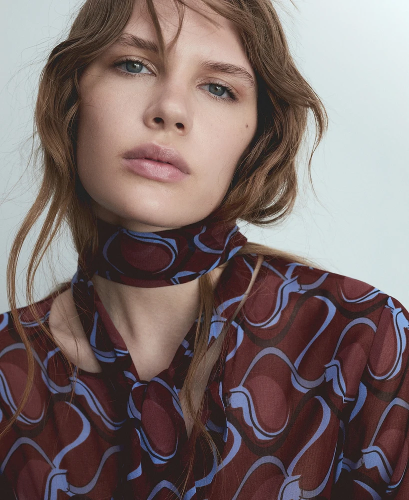 Mango Women's Bow Printed Shirt