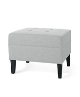 Simplie Fun Plush Ottoman with Birch Legs for Comfort and Style