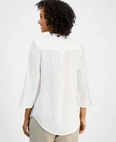 Charter Club Women's 100% Linen 3/4-Sleeve Tunic Top, Exclusively at Macy's