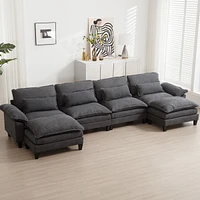 Streamdale Furniture 154.8" Oversized Modular Sofa, Ice Velvet Large U-Shaped Couch Comfy Upholstered 4