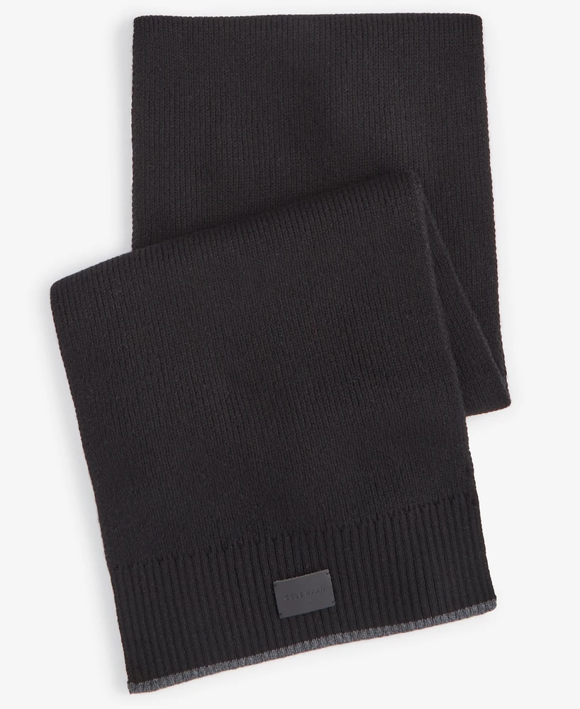 Cole Haan Men's Heritage Ribbed-knit Tipped Scarf